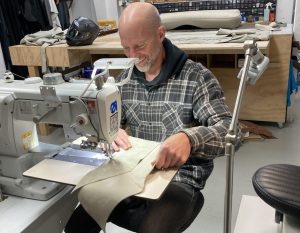 stitching the leather